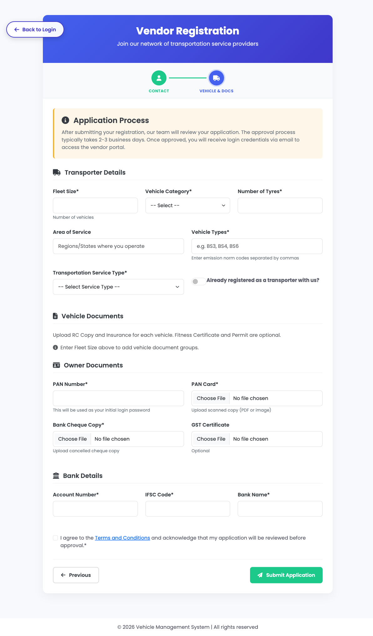 Step 3 - Vehicle Details